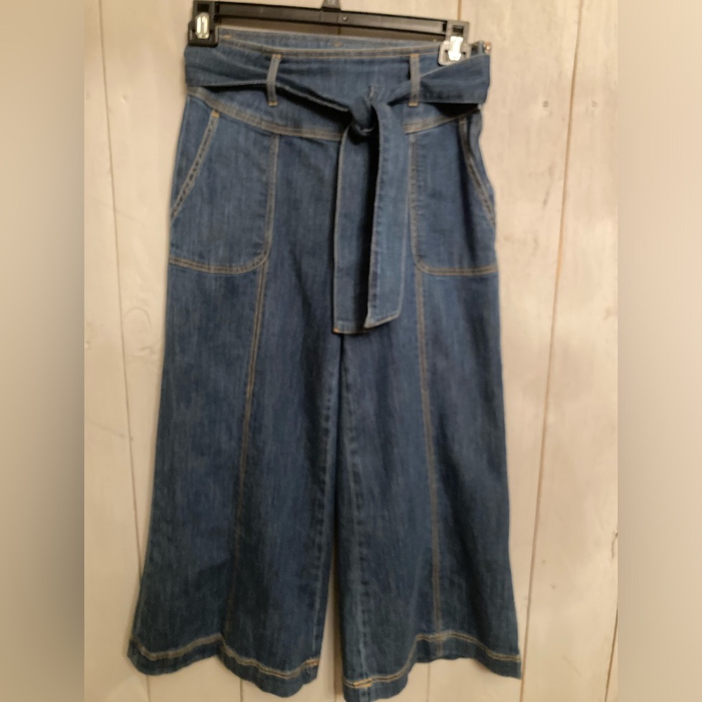 Anthropologie Pilcro Letterpress Jeans 28 Belted High Rise Cropped Wide Leg 140$ - Picture 3 of 8